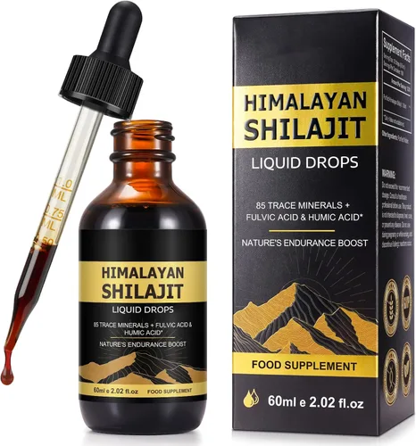 Shilajit - Gota de resina orgánica pura del Himalaya, suplemento de oro líquido de resina Shilajit pura del Himalaya, gota orgánica Shilajit rica en