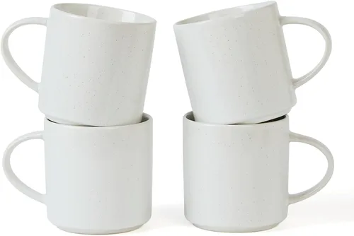 Miniatura 17 de famiware Nebula - Taza de café de 4 piezas, tazas de catering de 14 onzas con asa para café, té, cacao, leche, gris claro Nebulosa gris claro