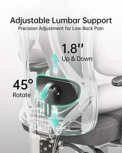 Miniatura 2 de Hbada P3 Silla de oficina ergonómica con soporte lumbar ajustable 2D, silla de oficina con reposacabezas y reposabrazos ajustables, función de Gris