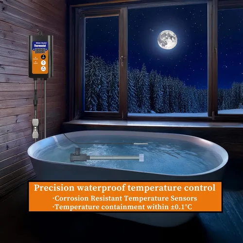Miniatura 5 de Calentador de agua sumergible de 2000 W, calentador de agua eléctrico portátil para piscina y bañera de hidromasaje con termostato y enchufe GFCI