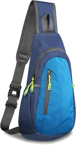 TITECOUGO Bolso bandolera pequeño, mochila cruzada ligera para hombres y mujeres, bolsa de hombro para deportes y exteriores Azul marino/azul