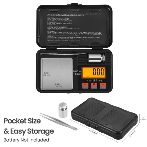 Miniatura 7 de Flexzion Báscula de bolsillo digital de 7.05 oz x 0.00 oz - Mini báscula portátil de alimentos con pantalla LCD, 6 unidades, tara, pinzas