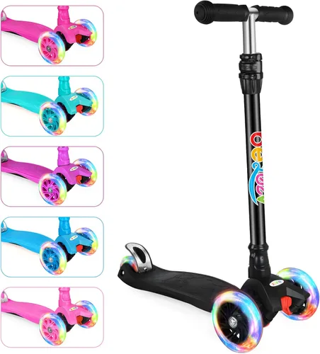 Miniatura 12 de BELEEV Patinetes para Niños de 3 Ruedas Patinete de Empuje para Niños Pequeños Niñas y Niños, 4 Alturas Ajustables, Inclinarse para Dirigir, Ruedas