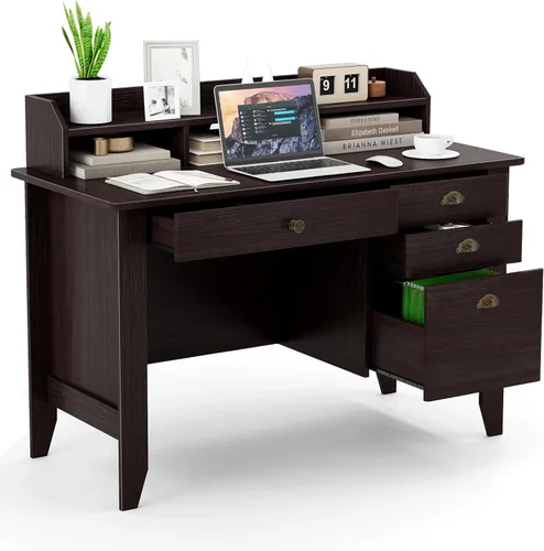 Escritorio para computadora de 48 pulgadas con 4 cajones de almacenamiento y mesa ejecutiva de madera para PC y portátil