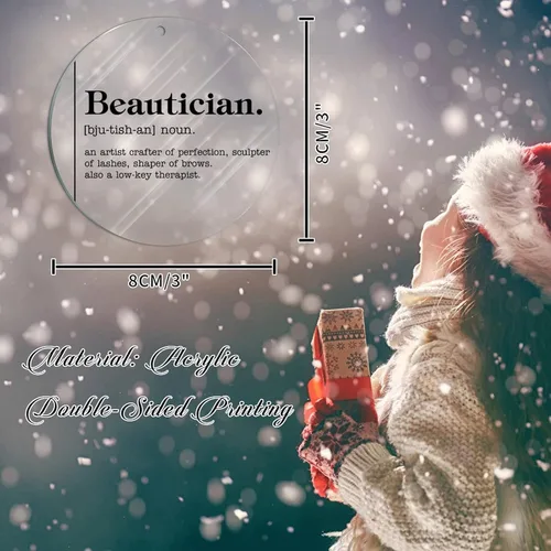 Miniatura 2 de Adorno de definición de sustantivo esteticista para decoración de árbol de Navidad, definición de esteticista, novedad, adorno de Navidad acrílico