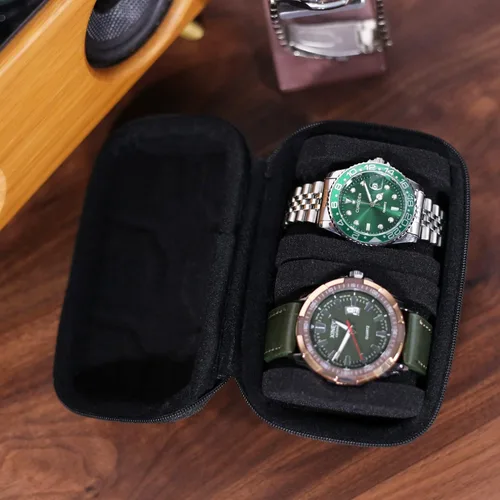 Miniatura 4 de Besforu Funda de viaje para reloj para hombres y mujeres, caja de almacenamiento portátil de un solo reloj y organizador para relojes de pulsera
