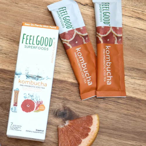 Miniatura 5 de FeelGood Superfoods Kombucha - Paquetes de té helado, delicioso sabor a pomelo, refrescante bebida instantánea en polvo de kombucha gaseosa