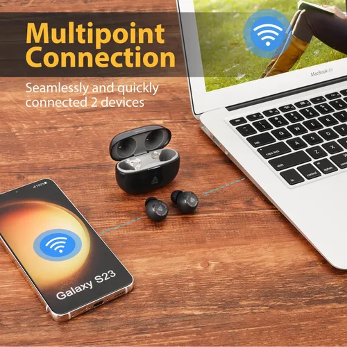 Miniatura 4 de FAAEAL Auriculares inalámbricos Bluetooth 5.3 con estuche de carga inalámbrica, auriculares estéreo impermeables en el oído, micrófono integrado