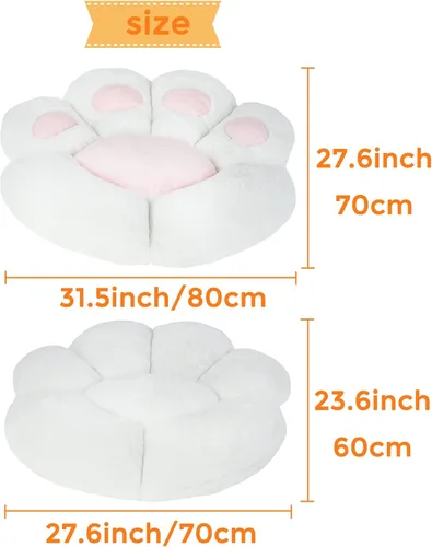 Miniatura 3 de ELFJOY Cojín de pata de gato, cómodos cojines de felpa para sillas de oficina, computadora, juegos, almohada de suelo suave y bonita para decoración
