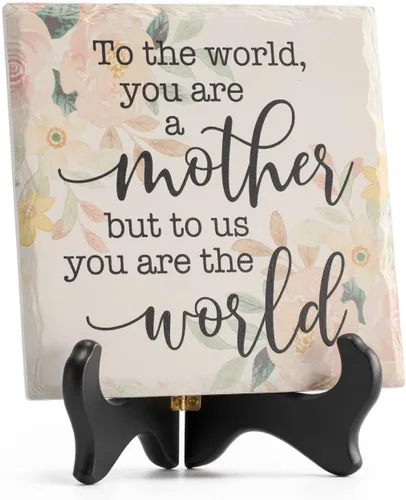 LukieJac Regalo para el día de la madre para la mejor mamá del mundo, placa de cerámica de 6 pulgadas y 6 pulgadas, regalo de hijo, hija, suegra,