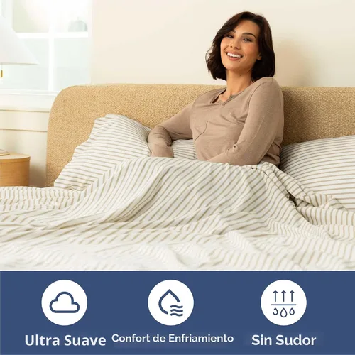 Miniatura 4 de Juego de sábanas tamaño King de 4 piezas, cómodo, transpirable y refrescante, ropa de cama de lujo de hotel para mujeres, hombres, niños, 44 - rayas