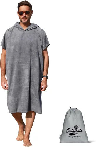 Miniatura 16 de Catalonia Poncho absorbente de surf para hombres y mujeres, poncho de cambio de toalla de secado rápido, poncho de toalla con capucha para adultos
