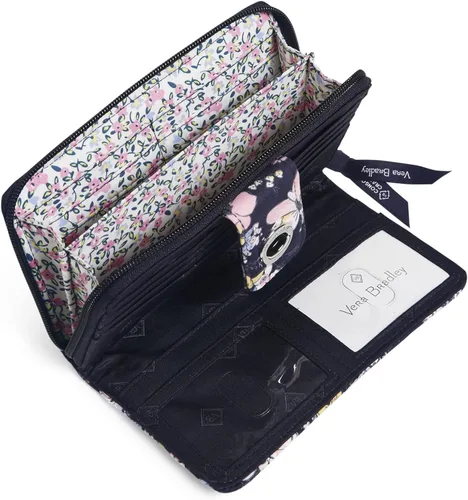 Miniatura 2 de Vera Bradley Cartera de algodón con protección RFID para mujer, Painted Feathers