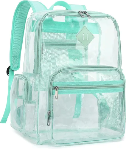 Miniatura 10 de Fuyicat Mochila transparente resistente para niñas, niños, mujeres y hombres, mochila escolar transparente de PVC transparente (negro)