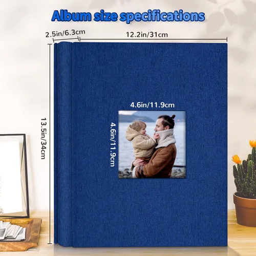 Miniatura 3 de Álbum de fotos Artfeel 4x6 con 600 bolsillos, álbumes de fotos deslizables, libro de memorias con cubierta de lino y ventana frontal, libro de fotos