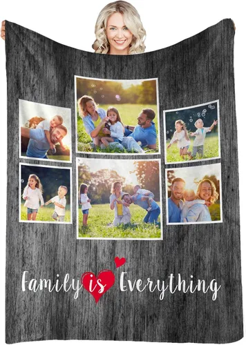 Miniatura 35 de Manta personalizada con fotos, texto, fotos personalizadas, mantas para adultos y niños, cumpleaños familiar, 1 foto, 50 x 40 pulgadas