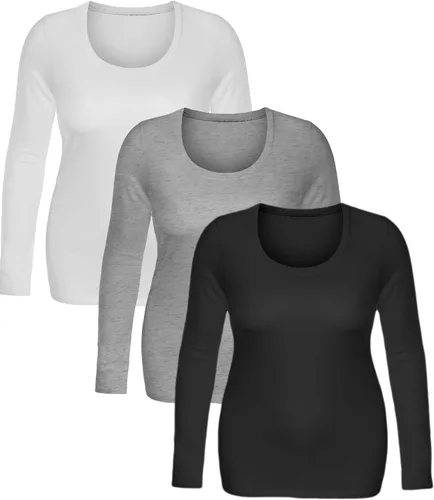 Miniatura 2 de Emmalise - Camiseta de manga larga para mujer, talla junior y grande, cuello rendondo básico