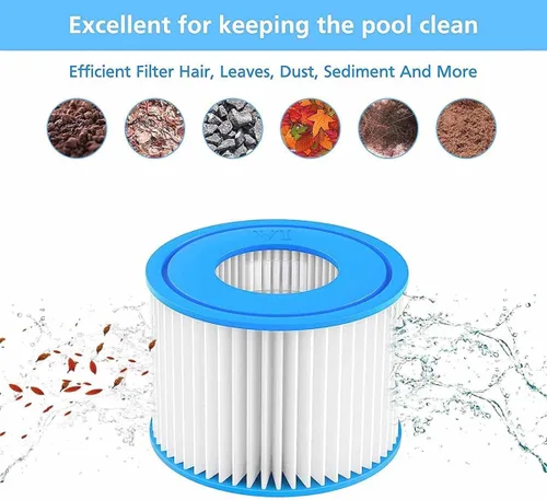 Miniatura 2 de Paquete de 6 filtros de repuesto para bañera de hidromasaje tipo VI para bañera de hidromasaje Saluspa compatible con Lay-Z-Spa, para bomba