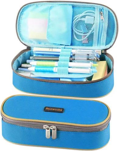 Miniatura 7 de Homecube Estuche para lápices de gran capacidad, impermeable, estuche Oxford para bolígrafos de maquillaje, bolsa de papelería duradera, soporte