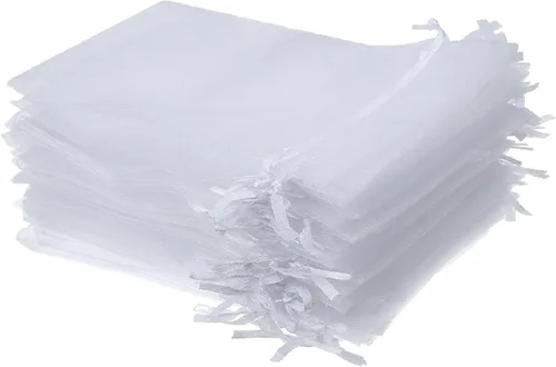 Miniatura 11 de Wudygirl 100 bolsas de organza de 3.9 x 4.7 pulgadas, bolsas de regalo transparentes con cordón, para bodas, fiestas, joyas, perfumes, sobres