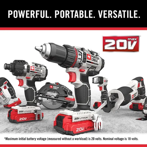 Miniatura 9 de PORTER-CABLE Kit combinado de 6 herramientas de 20 V MAX* Juego de taladro inalámbrico, destornillador de impacto, sierra circular, sierra