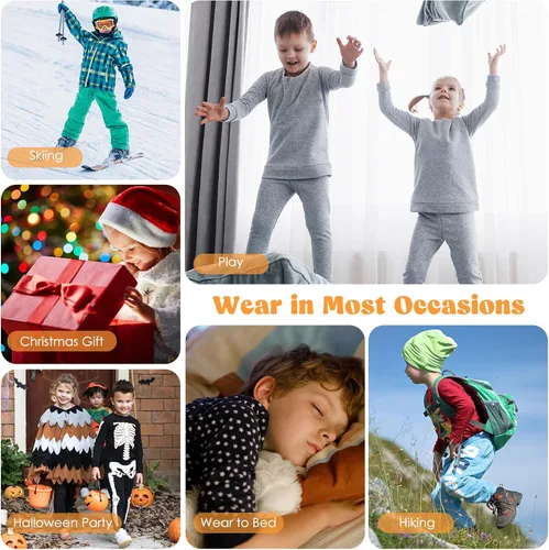 Miniatura 6 de Zando Conjunto de ropa interior térmica para niños, ropa interior térmica para invierno, pantalones largos cálidos para niños pequeños, ropa