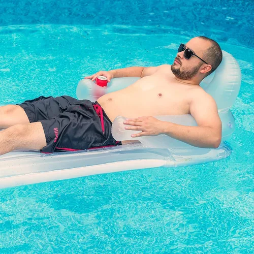 Miniatura 7 de Galvanox - Flotador de piscina para adultos, sillón reclinable inflable para nadar/broncearse, mármol azul