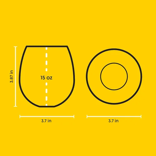 Miniatura 2 de Juego de copas de vino sin tallo JoyJolt Hue, juego de 6 copas de vino sin tallo grandes de 15 oz para agua, vino blanco o tinto, vasos cortos