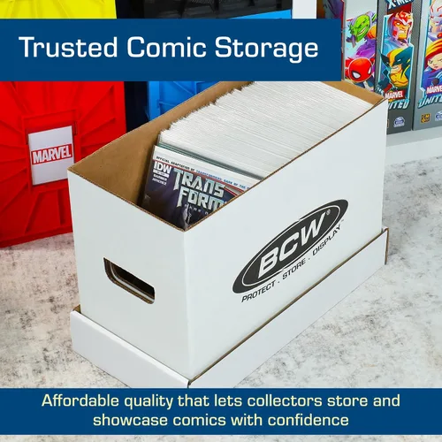 Miniatura 7 de BCW Caja de almacenamiento de cómics corta, paquete de 3, capacidad para 150-175 cómics actuales/de la era plateada, apilable, duradera, de 200