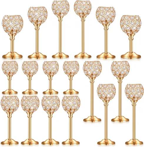 Miniatura 9 de Qunclay 18 portavelas de cristal a granel, centros de mesa para mesa de boda, centros de mesa decorativos de cristal, decoración de mesa de comedor
