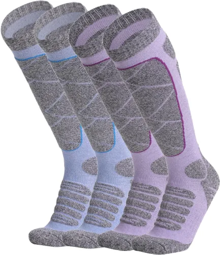 Ekouaer Calcetines de esquí para hombres y mujeres esquí snowboard deportes de invierno hasta la rodilla cálidos transpirables paquete de 2 pares