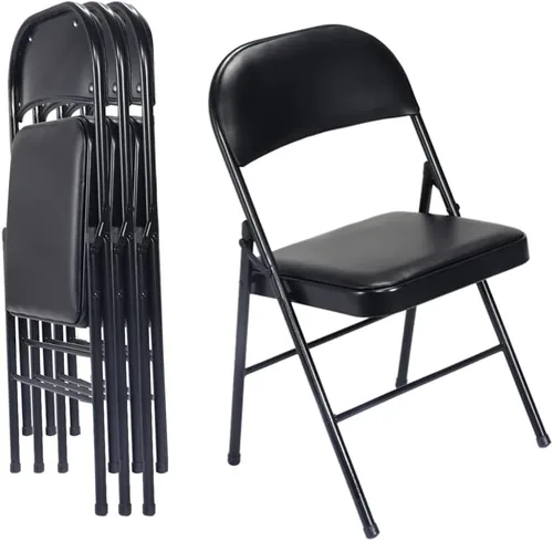 Miniatura 23 de Karl home Paquete de 12 sillas plegables blancas con asientos acolchados para exteriores e interiores, asiento comercial apilable portátil con marco