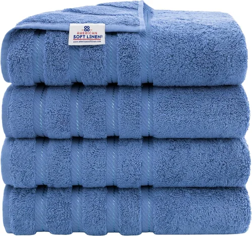Miniatura 29 de American Soft Linen - Juego de 4 toallas, 100% de algodón turco, 27 x 54 pulgadas, tamaño extragrande, toallas para la ducha, color amarillo