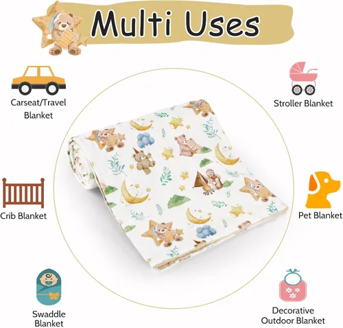 Miniatura 5 de Manta de bebé para niñas y niños, manta de visón súper suave de doble capa con respaldo de puntos, manta de cama de bebé recién nacido, manta