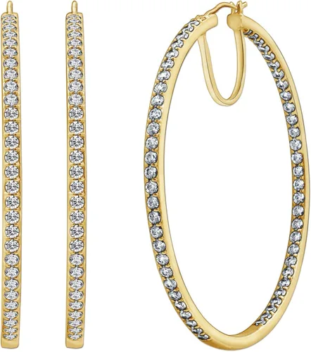 Miniatura 2 de Tienda Collection Sterling Silver Infinite Elements Cubic Zirconia Round Hoop Earrings (7 cttw)