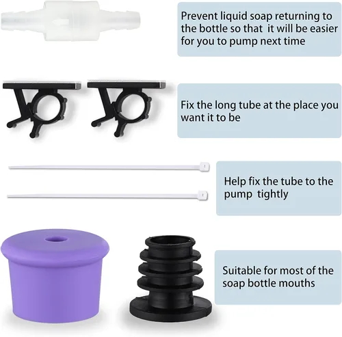 Miniatura 7 de GAGALIFE - Juego de tubo de extensión para dispensador de jabón para fregadero, tubo de silicona de grado alimenticio de 47 pulgadas con válvula