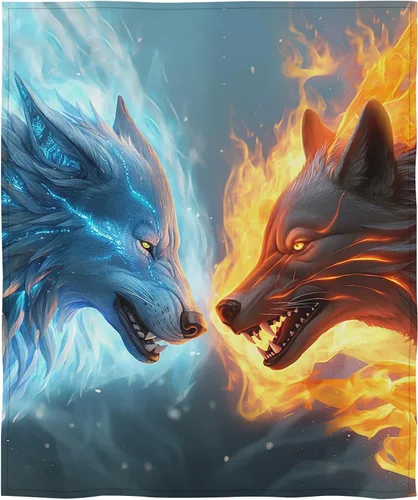 Miniatura 8 de SARA NELL Manta de león de rayo de fuego y hielo, manta genial para hombres, mujeres, adolescentes y niños, regalo único con estampado de animales