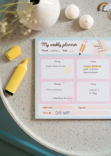 Miniatura 3 de Bloc de notas de lista de tareas pendientes Pusheen Calendario A3 Agenda diaria, semanal Bloc de agenda para TDAH 54 hojas arrancables de 3.17
