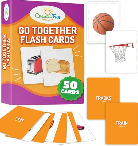 Tarjetas flash Go Together para niños y adultos – 50 tarjetas realistas de emparejamiento de imágenes para terapia del habla, actividades para