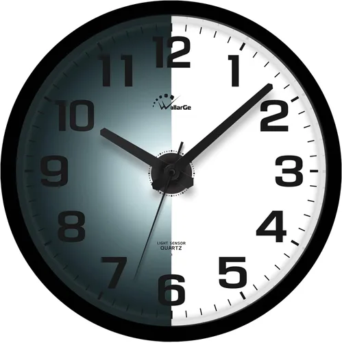 Miniatura 9 de WallarGe Reloj de pared con luz nocturna para dormitorio, reloj de pared iluminado silencioso que brilla en la oscuridad, funciona