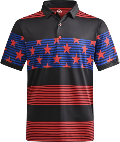 Miniatura 91 de DEOLAX Camisa de golf para hombre, con estampado de moda, atlética, de manga corta, clásica, casual, ajuste seco, suave, para hombres