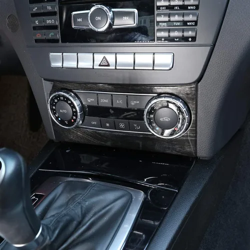Miniatura 4 de YIWANG Marco de perilla de control central de ABS cromado para Mercedes Benz Clase C W204 2011-2014 Accesorios de automóvil (grano de madera negra)