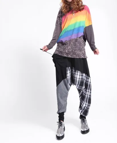 Miniatura 4 de ellazhu Pantalones de harén casuales para mujer, con cintura baja, bolsillos con estampado a cuadros, para hip hop, pantalones de yoga GY206 A