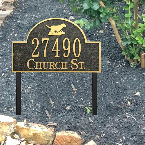 Miniatura 5 de Letrero de dirección montado en el césped, letrero de número de casa personalizado con 2 estacas de metal sólido, números de dirección para estilo 2