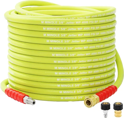 Miniatura 11 de M MINGLE Manguera de lavado a presión de 25 pies x 3/8 pulgadas - Manguera de repuesto para agua fría y caliente - Manguera de alta presión