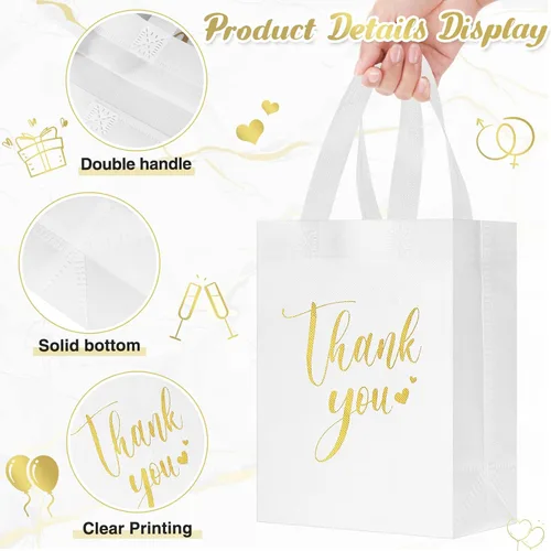 Miniatura 3 de Sweetude 30 bolsas de regalo de agradecimiento con asas, reutilizables, no tejidas, plegables, a granel, para graduación, apreciación del profesor