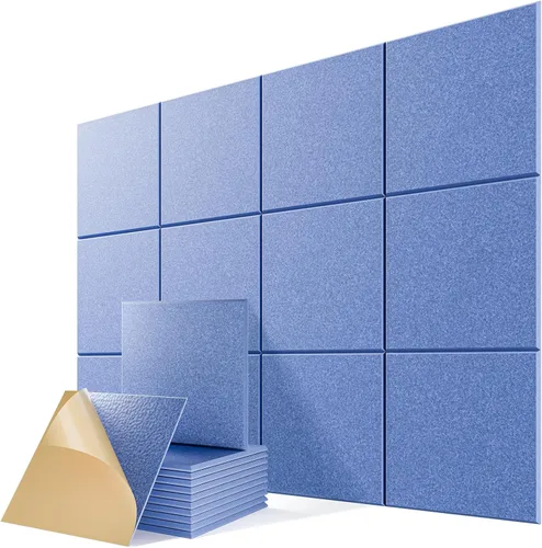 Miniatura 16 de Paquete de 6 paneles acústicos autoadhesivos, paneles de espuma de alta densidad a prueba de sonido de 12 x 12 x 0.4 pulgadas para paredes, paneles