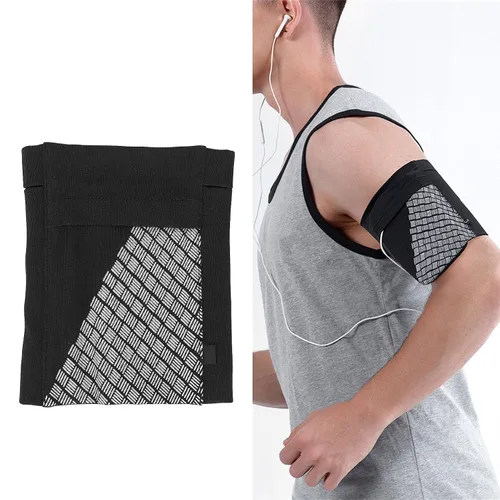 Miniatura 9 de Brazalete deportivo para teléfono, protector negro, adecuado para varios deportes, material ultraligero, diseño reflectante para visibilidad