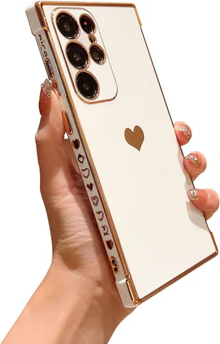Miniatura 72 de phylla Funda de teléfono compatible con Samsung Galaxy A12 de 6.5 pulgadas, lindo corazón chapado en oro, elegante funda de lujo para mujer