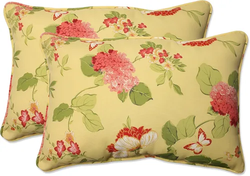 Miniatura 29 de Pillow Perfect - Cojines decorativos florales brillantes para interiores/exteriores, 2 unidades, lumbar - 11.5 x 18.5 pulgadas, verde/rojo Zoe